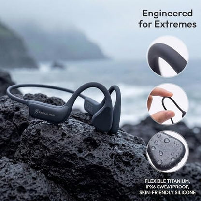 Bone Conduction Headphones, Bluetooth 5.4 Open-Ear Sports Headphones | Wireless with Mic, 12H Playtime, IPX6 Sweatproof, Secure Fit for Running, Cycling and Workouts (Black) - color: Black