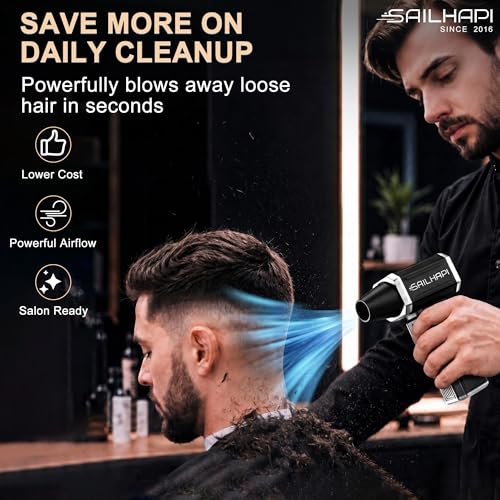 Powerful Air Duster, Rechargeable Blower, Turbo Fan, Barber Gifts | 300000RPM, Handheld Fast Clean, for Computer Accessories, PC Gamers, Carpenter, Laptop, Desk & Snow Removal, Gadgets for Men - color: Bright Silver