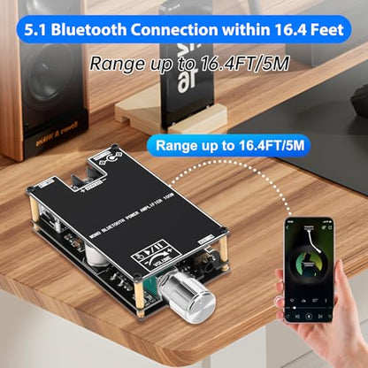Daakro 2PCS ZK-1001B Bluetooth Amplifier Board,100W Mono Channel Amp Board with TWS Pairing Function,DC 7-24V, Bluetooth/USB/AUX Input, Audio Amp Board for Home DIY Wireless Speakers, Password Free - color: 2PCS ZK