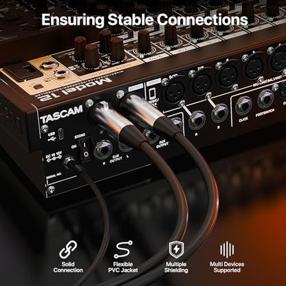 EBXYA 10ft 6 Pack 3Pin Balanced XLR Male to Female Microphone Cable | Multi-Shielded, Self-Locking, for Mixers, Audio Interfaces, Live Sound - size: 10 Feet, style: 6 Pack