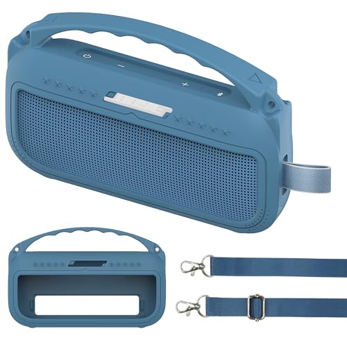 JCHPINE Silicone Cover Case for Bose SoundLink Flex Speaker 2nd Gen | Accessories Compatible with Bose SoundLink Flex 2, Protective Case with Shoulder Strap (Blue Dusk) - color: Blue Dusk