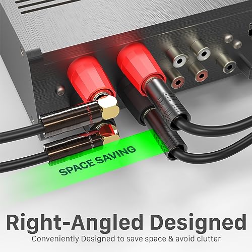 FosPower Right Angle Banana Plugs (6 Pairs / 12 pcs), Closed Screw 24K Gold Plated Banana Speaker Plug Connectors for Speaker Wire, Wall Plate, Home Theater, Audio/Video Receiver, and Sound Systems - size: 6 Pairs / 12 pcs
