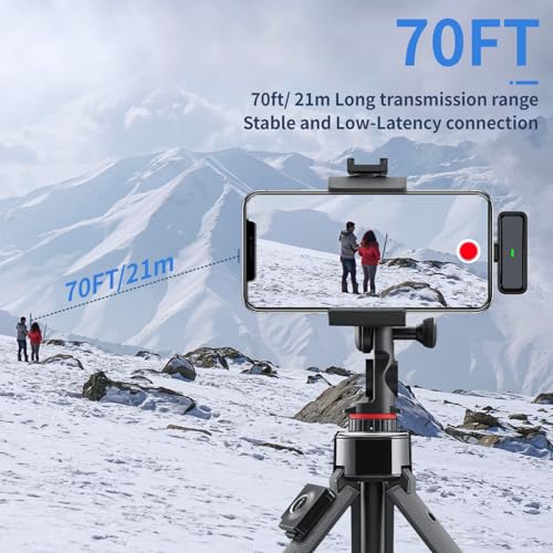 Wireless Lavalier Microphone for iPhone 14/13/12/11, Clip On Microphone | 24H Battery Life with Charging Case, 70FT, Noise Canceling Lav Mic for Video Recording Vlogging, YouTube, Interview