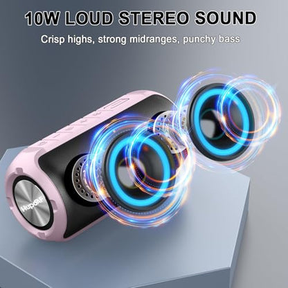 Hupoaf Bluetooth Speaker, 2025 New Portable Wireless Speaker with 6D Loud Sound, IPX7 Waterproof, HD Call, RGB Lights, 12H Playtime for Home/Party/Outdoor/Beach, Electronic Gadgets, Birthday Gift - color: Rose Gold