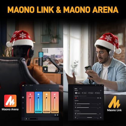MAONO USB Microphone for Gaming Streaming, Podcast Condenser mic with 3 Polar Patterns Software for Twitch TikTok YouTube Discord, Profession Studio Recording Mic for Computer PC Mac DM50