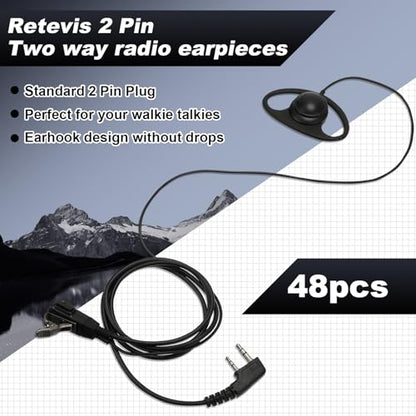 Macarrie 6 Pcs Radio Headset with Mic 2 Pin D Shape Walkie Talkie Earpiece with Mic Walkie Talkie Earpiece Compatible with Rt68 Rt19 Rt27 Rt28 Rt22 Rt21 H-777 2 Way Radios, Soft Ear