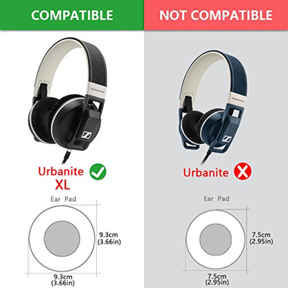 Geekria Comfort Velour Replacement Ear Pads for Sennheiser Urbanite XL Over-Ear Headphones Ear Cushions, Repair Parts with Video Guide (Black)