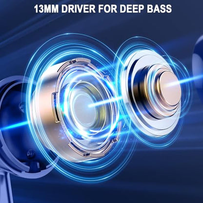 Wireless Earbuds, Bluetooth 5.4 Headphones, LED Power Display, Bass Stereo | Ear Buds, Bluetooth Earbuds, in-Ear Noise Cancelling Mic, 40H Playback Mini Case, IP7 Waterproof Sport Earphones, Android iOS - color: Oriental Blue