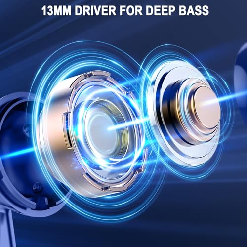 Wireless Earbuds, Bluetooth 5.4 Headphones, LED Power Display, Bass Stereo | Ear Buds, Bluetooth Earbuds, in-Ear Noise Cancelling Mic, 40H Playback Mini Case, IP7 Waterproof Sport Earphones, Android iOS - color: Oriental Blue