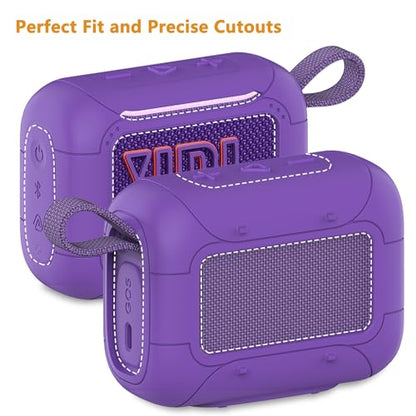 Protective Case for JBL Go 5 Portable Bluetooth Speaker | Accessories Hard Carrying Case and Silicone Cover with Metal Carabiner (Purple Case) - color: Purple Case