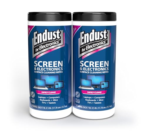 Endust For Electronics; Cleaning Wipes for Screens & Electronics Surfaces; Pre-Moistened, Alcohol & Ammonia Free, 140 Count (Pack of 2) - size: 70 Count (Pack of 2)