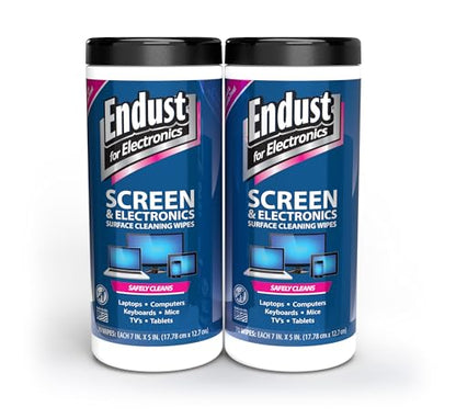 Endust For Electronics; Cleaning Wipes for Screens & Electronics Surfaces; Pre-Moistened, Alcohol & Ammonia Free, 140 Count (Pack of 2) - size: 70 Count (Pack of 2)