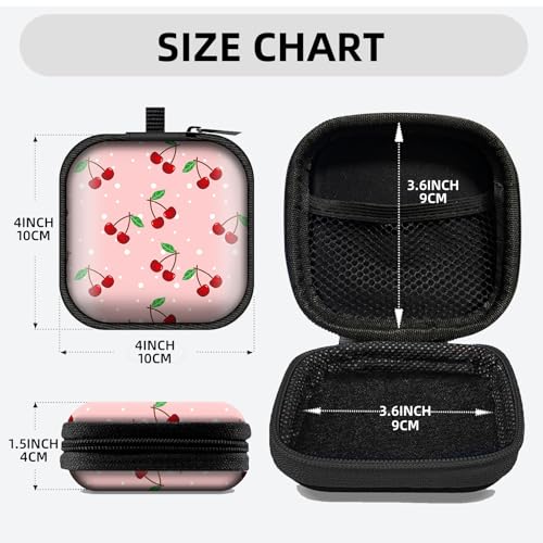 Square Data Cable Earbud Charger Coin Storage Bag Shockproof and Drop-Proof EVA Material Compatible with AirPod(Cute Pink Cherry) - color: Cute Pink cherry