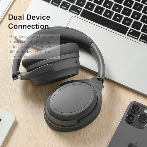 Edifier WH700NB Wireless Active Noise Cancellation Over-Ear Headphones, Bluetooth 5.3 Foldable Lightweight Headset, Dual Device Connection 68-Hour Battery Life, for Travel Home Office (Grey)