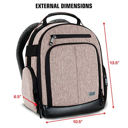 USA Gear VR Headset Backpack Travel Case Fits Meta Quest 3S, 3, 2, Controllers and Accessories - Virtual Reality Gaming Bag with Customizable Interior Dividers, Padded Backpack Straps (Brown) - color: Brown