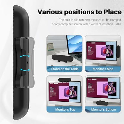 YYV Computer Speakers for Desktop Monitor | Single USB Speakers for Desktop PC,Laptop Speaker with Loud Sound,Volume Control Easily Clamps to Monitors(Black)