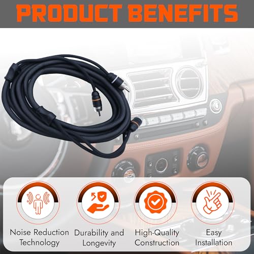 Premium Series 12ft. 2-Channel Car Audio RCA Cable – Double Shielded, Oxygen Free Copper, Noise Reducing Audio Cable for Amplifiers, Subwoofers, Speakers, and Processors – PRM12 - size: 12' (ft), style: 2-Channel