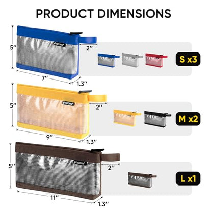 TICONN Tool Pouch, 1680D Oxford Small Tool Bag, Tool Pouches with Zipper, Clear Utility Bag Zipper Pouch for Tool Organizers and Storage (6PK Combo) - size: Clear, 6 Pack Combo