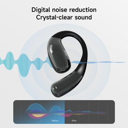 A51 Open Ear Headphones, True Wireless Earbuds with Mic & Earhooks | Deep Bass Sound, 20H Playtime & Digital Display, AI Clear Calls, Secure Comfortable Fit - Running, Sport, Meeting (DarkGrey) - color: DarkGrey