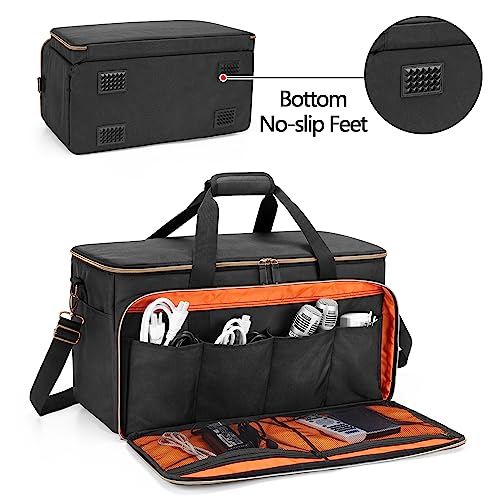 Trunab Large Travel DJ Cable File Bag with Inner Detachable Divider | with Padded Compartment for 15.6” Laptop, Cable Organizer Bag for Cords, Sound Equipment, DJ Gear, Musician Accessories