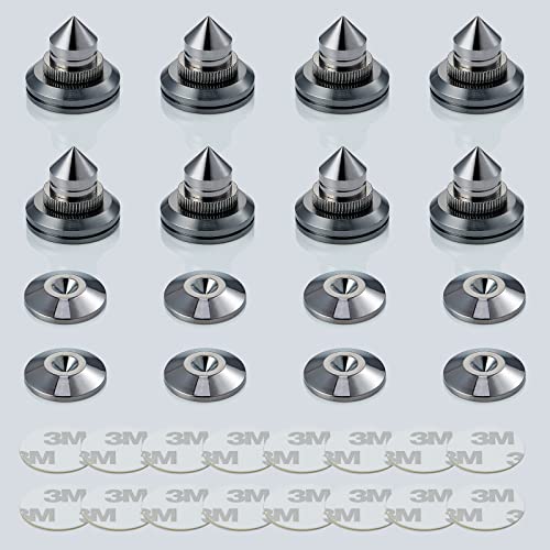 Speaker Spikes Adjustable Floor Protectors 8pcs with Adhesive, Black - color: Black