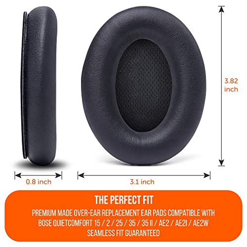 WC PadZ QC15 - Replacement Ear Pads for Bose QuietComfort 15 | Made by Wicked Cushions | Also fits QC25, QC2, AE2, AE2i & AE2W. Supreme Comfort, Extra Durable | PU Leather