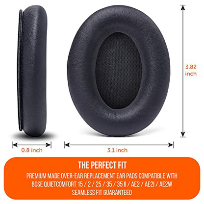 WC PadZ QC15 - Replacement Ear Pads for Bose QuietComfort 15 | Made by Wicked Cushions | Also fits QC25, QC2, AE2, AE2i & AE2W. Supreme Comfort, Extra Durable | PU Leather
