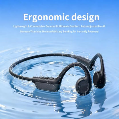 2026 Bone Conduction Headphones, Bluetooth 6.0 Open Ear Headphones，Wireless Sports Earphones IPX5 Waterproof, 10H Long Battery Life Playtime for Running，Cycling，Gym (Gray-Black)