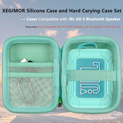 Silicone Cover and Hard Carrying Case for JBL Go 5 Bluetooth Speaker | Protective Cases for Go 5 Speaker Accessories, Scratch-Resistant and Drop-Proof Cover (Teal) - color: Teal