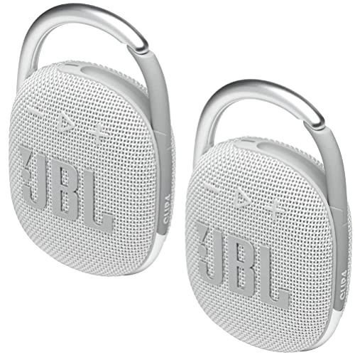 JBL 2 Pack Clip 4 Waterproof Wireless Audio Bluetooth Speaker Bundle (White) - color: White