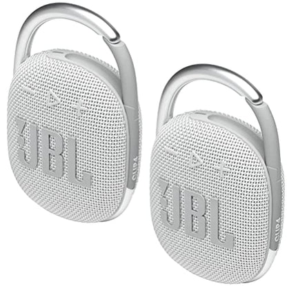 JBL 2 Pack Clip 4 Waterproof Wireless Audio Bluetooth Speaker Bundle (White) - color: White