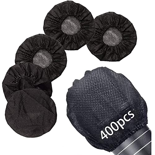400pcs Microphone Cover Disposable,Mic Windscreen Non-Woven Handheld Mic Cover Black Pop Filter Individually Wrapped, 3.34in