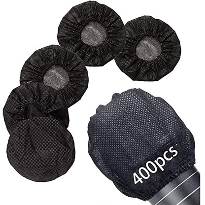 400pcs Microphone Cover Disposable,Mic Windscreen Non-Woven Handheld Mic Cover Black Pop Filter Individually Wrapped, 3.34in