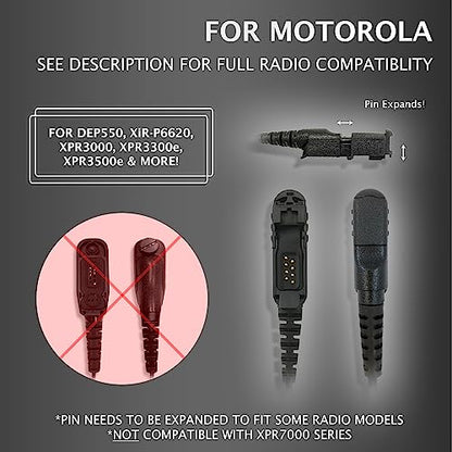 PROMAXPOWER [5-Pack] 1-Wire C-Shape Swivel Earpiece with PTT Mic for Motorola Two-Way Radios XPR3000, XPR3300e, XPR3500e, DP2600, DEP550, MTP3550, XiR-E8600, XiR-P6628 - size: 5-Pack