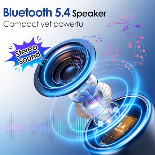 Small Bluetooth Speaker with Lights, Mini Speakers with BT5.4, Stereo Sound | 12H Battery Life, Metal Cover,TWS Pairing, Wireless Speaker with RGB Lights for Home/Travel/Outdoor/Car/Beach by Music Lovers - color: Blue