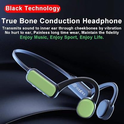 IHAO Swimming Headphones True Bone Conduction Open Ear Headset MP3 Player Built-in 16G Memory IP68 Underwater Waterproof Stereo Bluetooth Earphone for Driving Bicycling Running Skiing-Green - color: Green IHX18