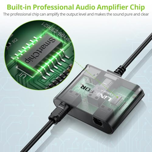 LiNKFOR 1X2 Toslink Optical Digital Audio Splitter Digital Toslink Fiber Optical Splitter 1 Male Input 2 Female Output for Home Theatre, Xbox, PS5/PS4,Wireless Headphones and Soundbars - style: 1 x 2 Optical Audio splitter