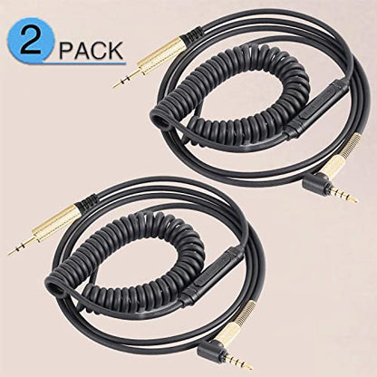 FAAEAL QC25 Coiled Audio Cable Compatible with Bose QC35 QC45 NC700 2.5mm to 3.5mm Aux Cord in-line Mic Control for Musician Audiophile(8ft 2-Pack) - size: 4.2ft-8ft(2-Pack)