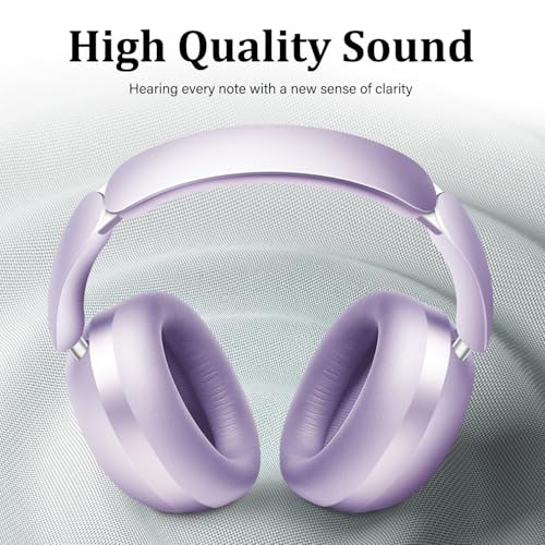 Wentronic Y04 Bluetooth Headphones Active Noise Cancelling Wireless Over Ear Headsets 48 Hours Playtime High Sound Quality Foldable Earphones with Soft Ear Cushion for Travel - Purple