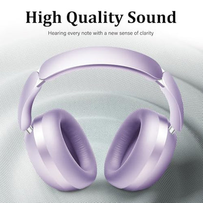 Wentronic Y04 Bluetooth Headphones Active Noise Cancelling Wireless Over Ear Headsets 48 Hours Playtime High Sound Quality Foldable Earphones with Soft Ear Cushion for Travel - Purple