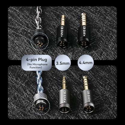 KBEAR P34 5N 2-Strands 98-Core OFC Silver-Plated HiFi Earphone Upgrade In Ear Monitor Cable,Interchangeable 3.5mm/4.4mm Plug Design Replacement IEM Cable for Audiophile Musician (2PIN, Titanium, 1.2m)