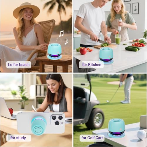 IPX67 Waterproof Shower Bluetooth Speaker,Magnetic Speakers,Wireless Induction Bluetooth Speaker with 6 RGB Light,Ideal Gift for Men,Women,Outdoor,Camping,Party,Room,Car,Home (Cyan Green)