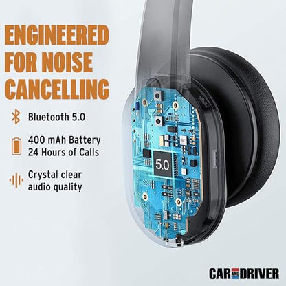 Trucker Bluetooth Headset, Bluetooth 5.0 Noise Cancelling Microphone | Professional Wireless Headset, Adjustable Headband Multi Device Pairing, 24 Hour Battery, Hands Free for Drivers & Work - color: BT3500