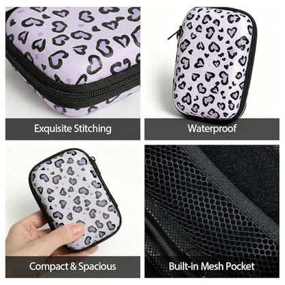 【Woyinger】 Printed EVA Hard Earbud Case Travel Organizer, Carrying Pouch for Wired & Wireless Earphones, Charging Cables, USB Flash Drives, Electronics Accessories Bag, Love - color: A1-Love