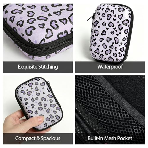 【Woyinger】 Printed EVA Hard Earbud Case Travel Organizer, Carrying Pouch for Wired & Wireless Earphones, Charging Cables, USB Flash Drives, Electronics Accessories Bag, Love - color: A1-Love