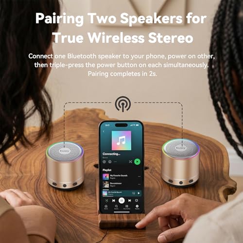 Mini Bluetooth Speaker, 2026 Ultra-Light Mini Bluetooth Speaker, IP7 Waterproof Brief Design, Small Shower Travel Speaker for Outdoor, 8H Playtime, Perfect for Phone/PC/Tablet & Gift Golden - color: Golden