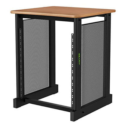 GEARit 12U Audio Rack, 19 Inch Steel AV Rack, Server Rack and Network Rack Stand with Flat Oak Top, Rack for Music Gear, Mixers, Network Equipment, Server Hardware and Audio Components