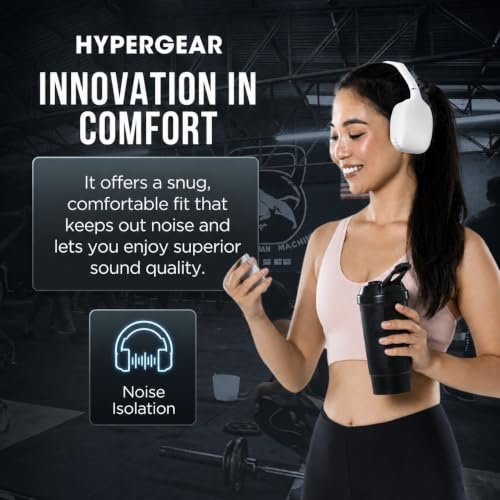 HyperGear Over-Ear Headphones - Wireless Bluetooth Headphones with Noise Isolation, Built-in Mic, Soft Memory Foam Cups for All-Day Comfort, White - color: White