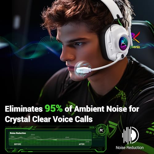 Krysenix Xbox Wireless Gaming Headset with Noise Canceling Microphone-White | For Xbox Series, PC, PS5, PS4, Mac, Switch,2.4 GHz Wireless & Bluetooth 5.4 Gaming Headphones,1200mAh Battery, 50mm Drivers - color: White
