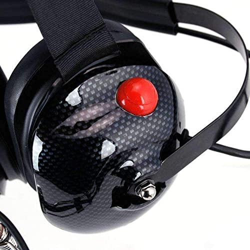 Rugged Radios H42-CF Carbon Fiber Behind The Head Two-Way Radio Headset with Dynamic Noise Cancelling Microphone, Push to Talk, and 3.5mm Input Jack for Music & MP3 Players | Two-Way Radio Headset with Clear Hear Speakers, Noise-Canceling Mic, PTT, 3.5mm
